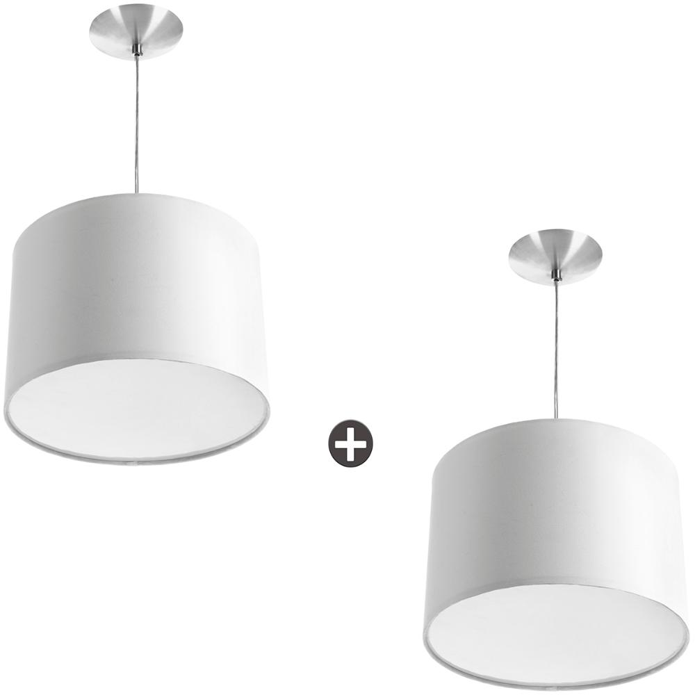 Kit 2 Lustres Cupula Pendente Dome 30x20cm Magnífico Branco