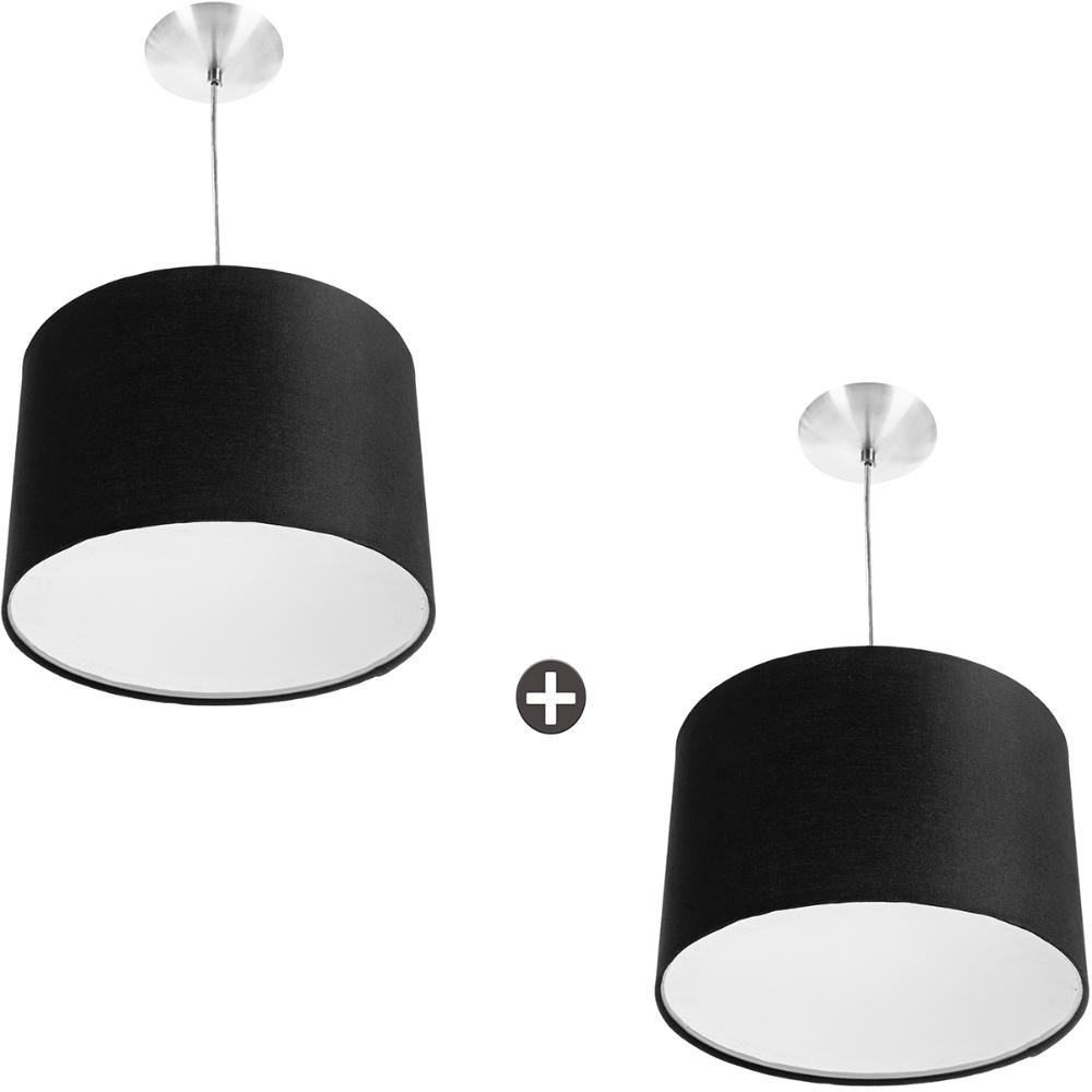 Kit 2 Lustres Cupula Pendente Dome 30x20cm Magnífico Preto