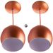 Kit 2 Lustres Pendente Bola Média Alumínio 23cm Cobre