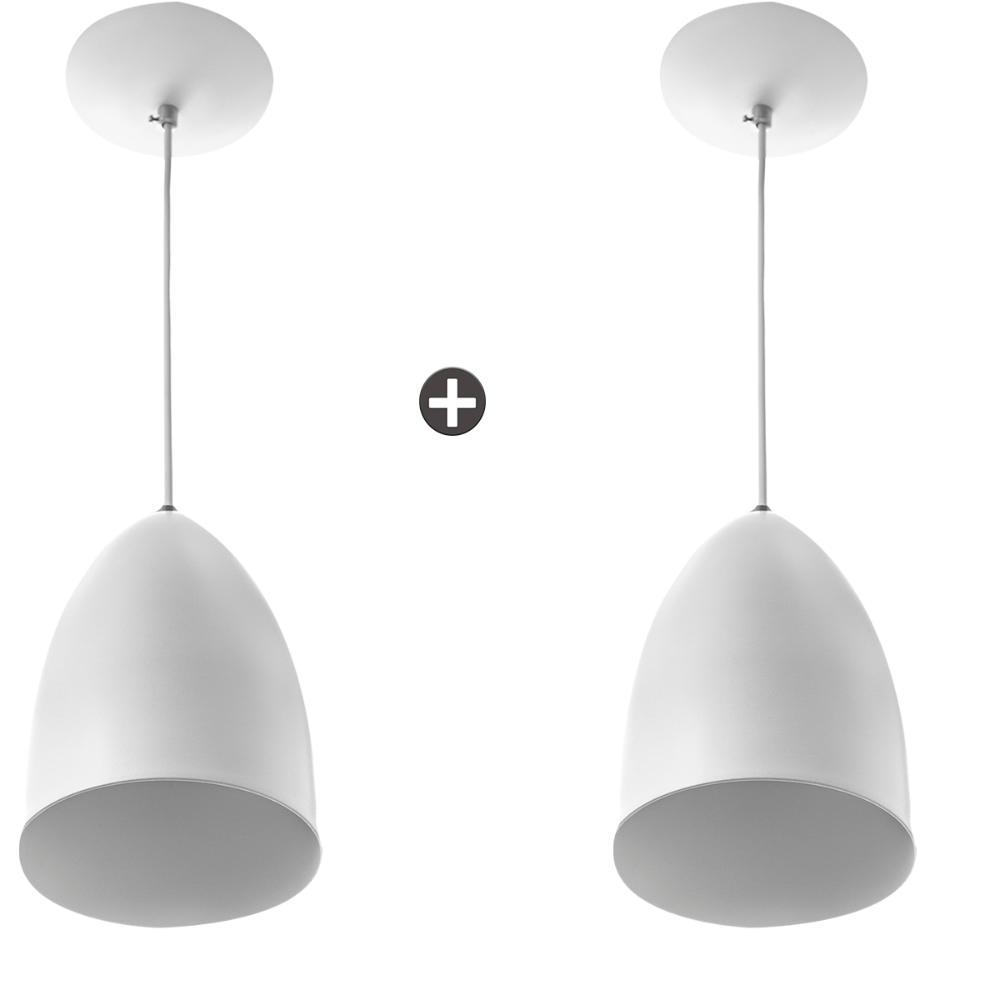 Kit 2 Lustres Pendente Cone De Alumínio 20x14cm Soquete E-27 Branco