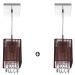 Kit 2 Lustres Pendente Cupula Quadrada Cganza Cristal Acrílic Marrom
