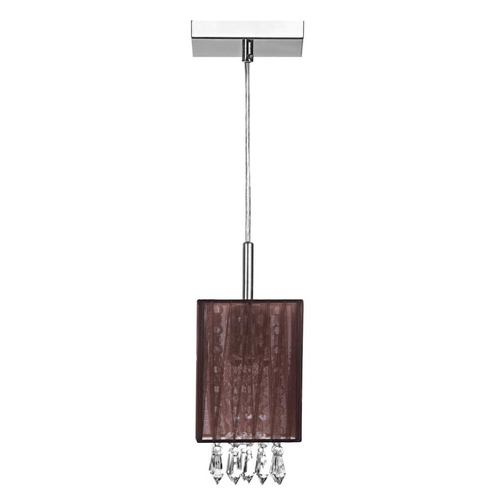 Kit 2 Lustres Pendente Cupula Quadrada Cganza Cristal Acrílic Marrom