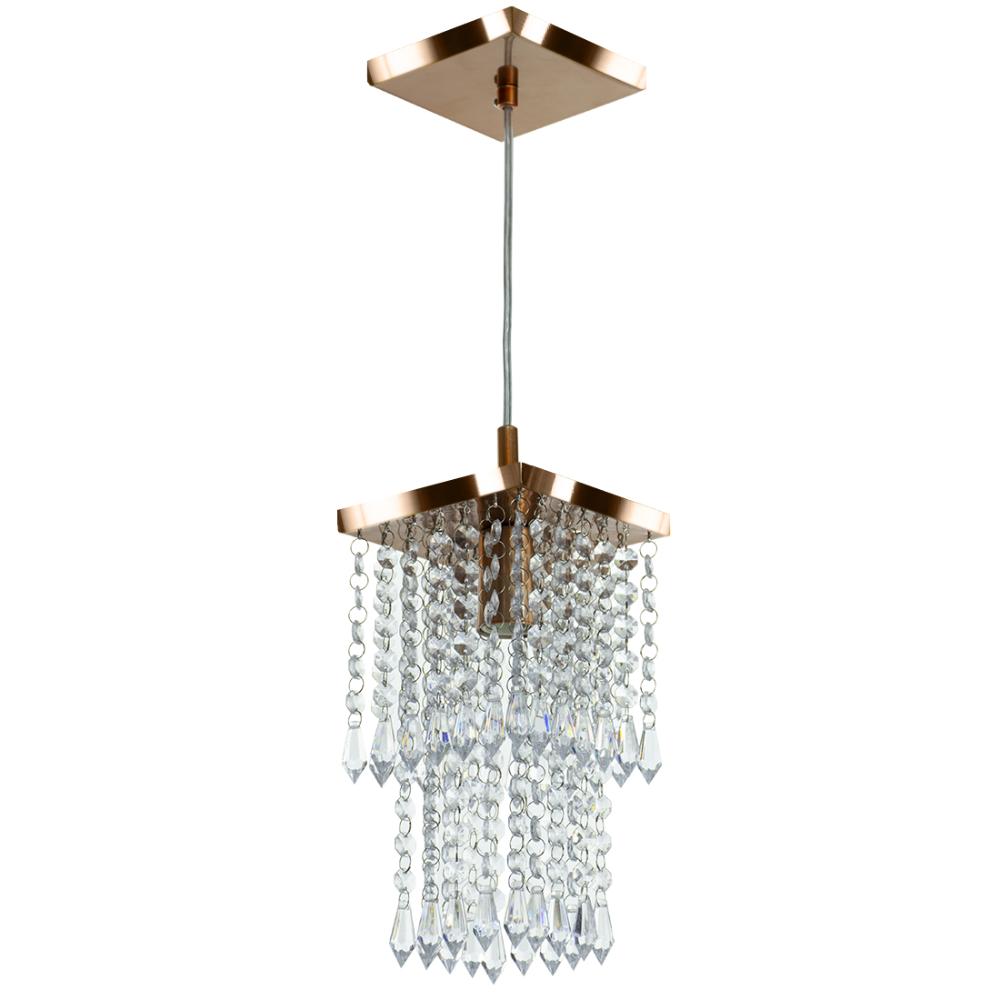 Kit 2 Lustres Pendente De Cristal Acrilico Spark Cobre