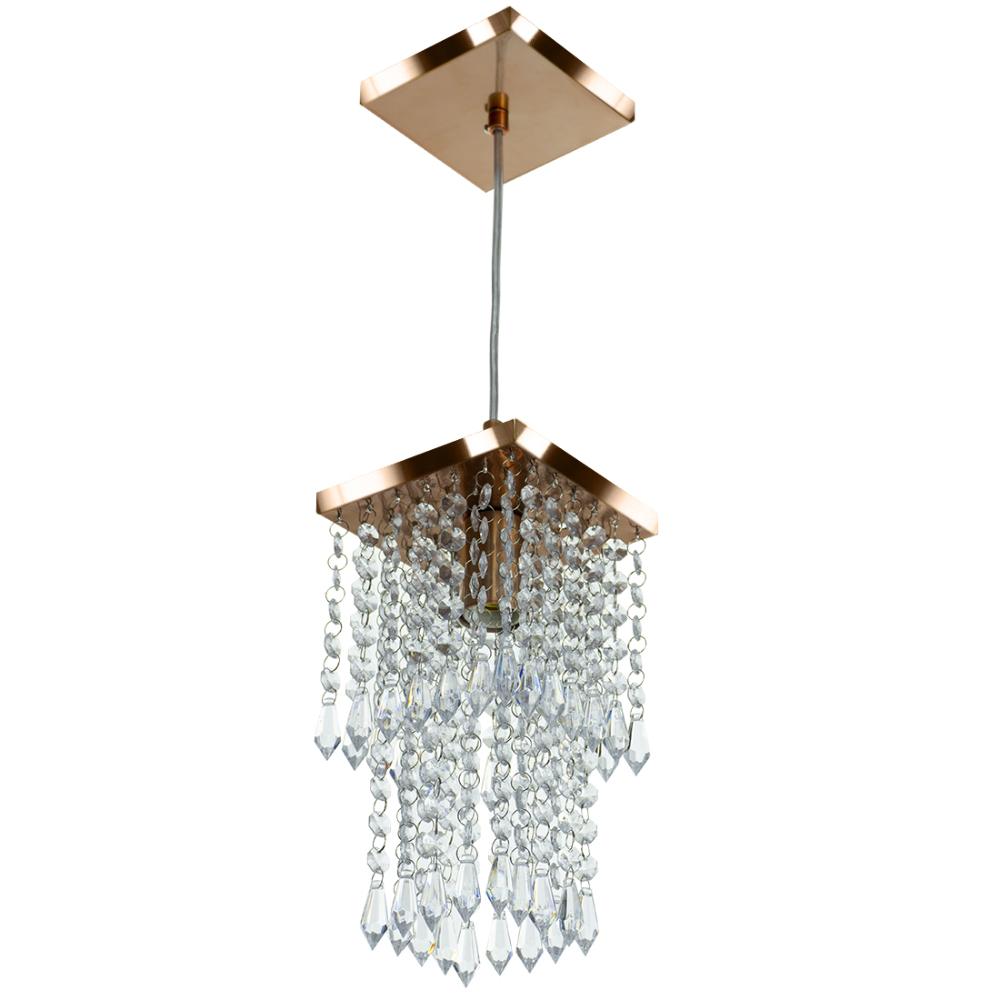 Kit 2 Lustres Pendente De Cristal Acrilico Spark Cobre