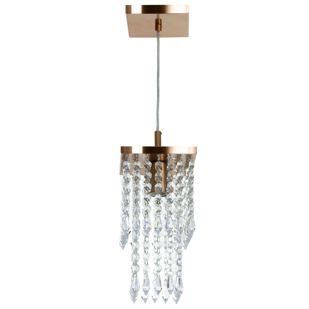 Kit 2 Lustres Pendente De Cristal Acrilico Spark Cobre