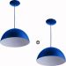 Kit 2 Lustres Pendente Meia Lua 40cm Alumínio Azul