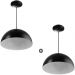 Kit 2 Lustres Pendente Meia Lua 40cm Alumínio Soquete E-27 Preto