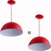 Kit 2 Lustres Pendente Meia Lua 40cm Alumínio Vermelho