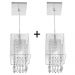 Kit 2 Pendente Cupula Quadrado ClearFio Cristal Acr. Branco