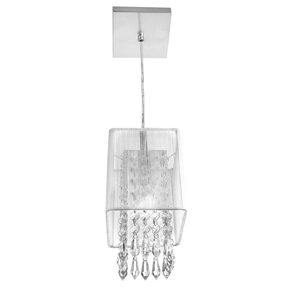 Kit 2 Pendente Cupula Quadrado ClearFio Cristal Acr. Branco