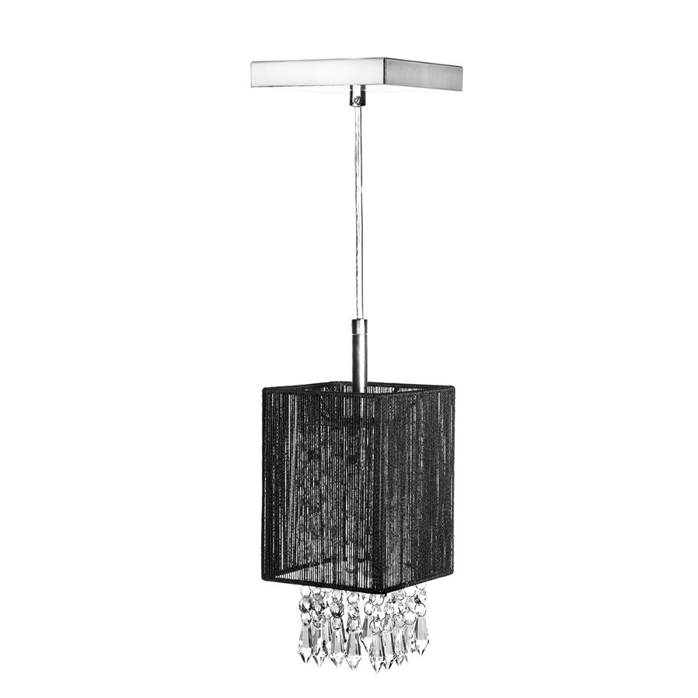 Kit 2 Pendente Cupula Quadrado ClearFio Cristal Acr. Preto