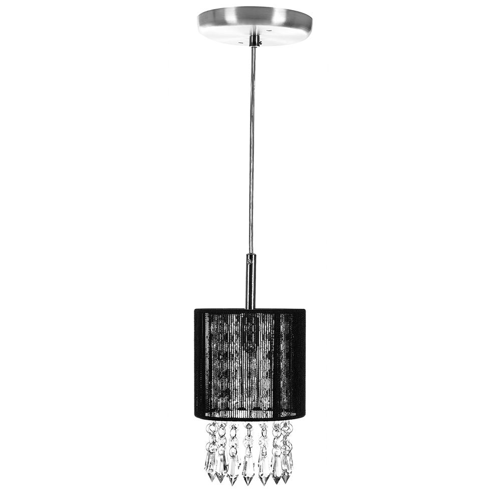 Kit 2 Pendente Cupula Redondo ClearFio Cristal Acr. Preto