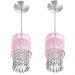 Kit 2 Pendente Cupula Redondo ClearFio Cristal Acr. Rosa