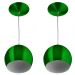 Kit 2 Pendentes Bola Pequena Alumínio 15cm Verde Metalico