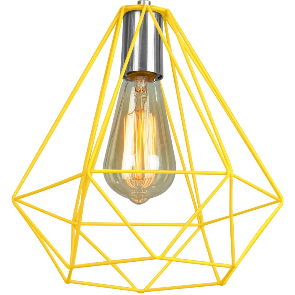 Kit 2 Pendentes Diamante Aramado Grande Amarelo