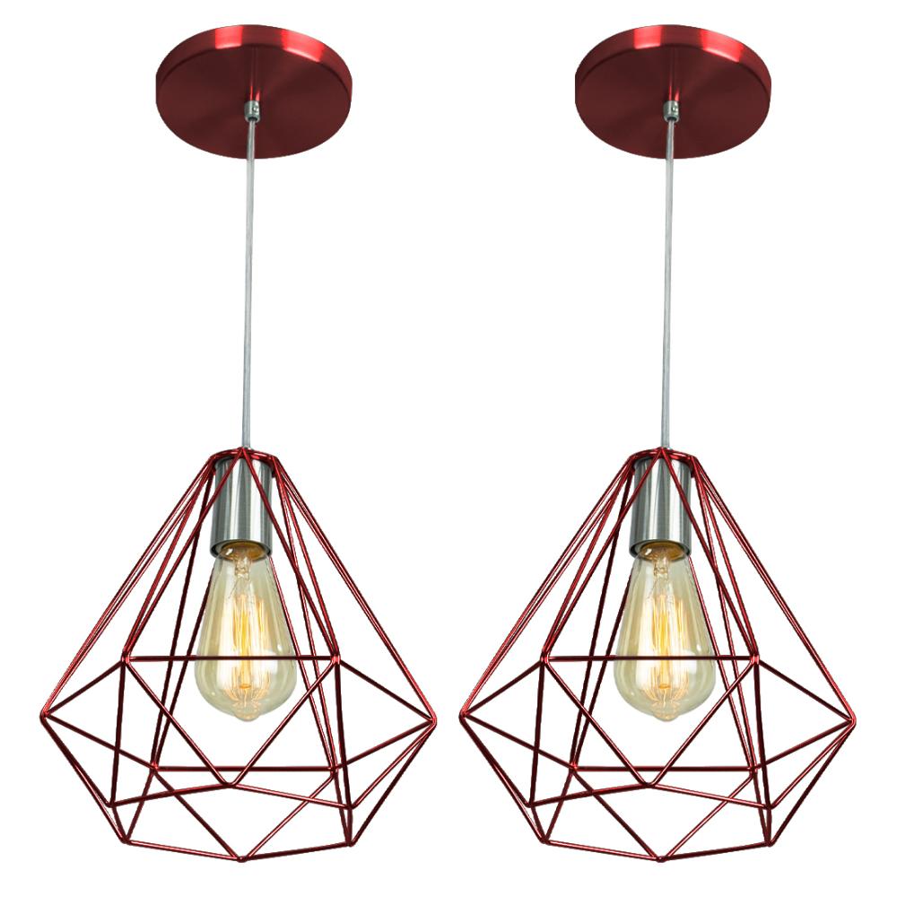 Kit 2 Pendentes Diamante Aramado Grande Cereja