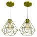Kit 2 Pendentes Diamante Aramado Grande Dourado
