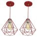 Kit 2 Pendentes Diamante Aramado Grande Vermelho