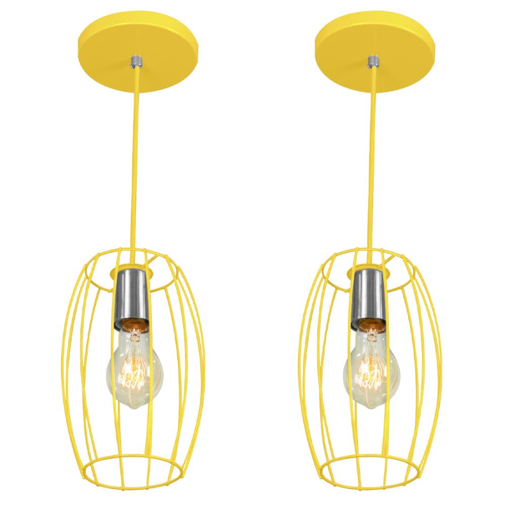 Kit 2 Pendentes Pequim Aramado Amarelo
