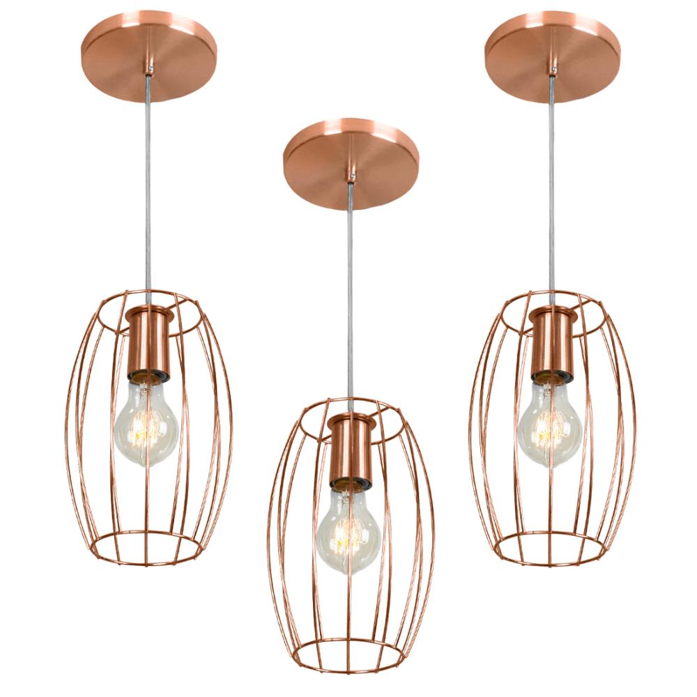Kit 2 Pendentes Pequim Aramado Cobre