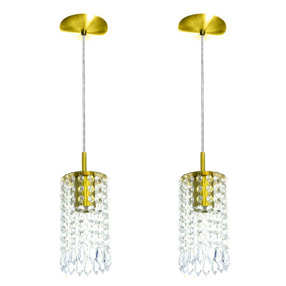 Kit 2 Pendentes Redondo Clearcrillic Cristal Acrílico Cobre