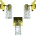Kit 3 Arandelas Cristal Acril. Clearcrillic Quadrada Dourado