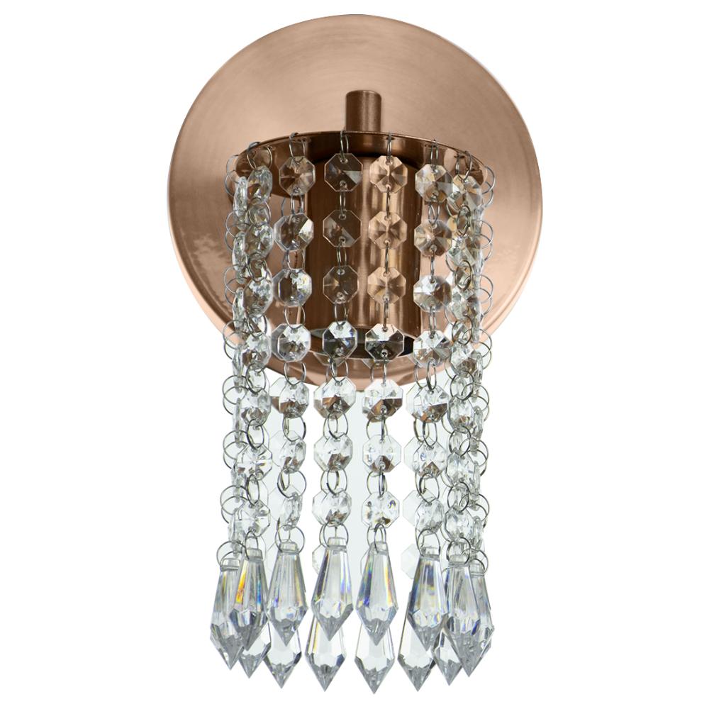 Kit 3 Arandelas Cristal Acril. Clearcrillic Redondo Cobre
