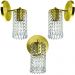 Kit 3 Arandelas Cristal Acril. Clearcrillic Redondo Dourado
