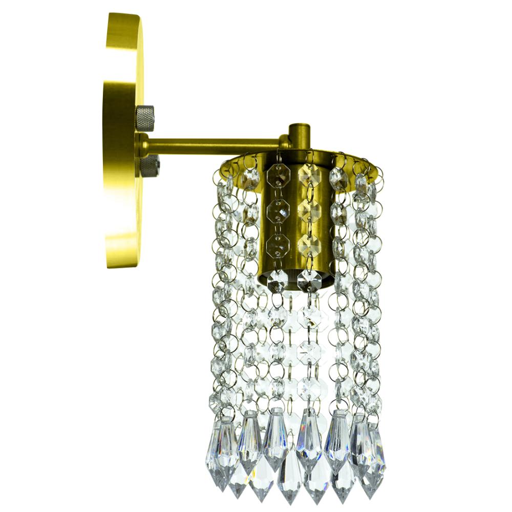 Kit 3 Arandelas Cristal Acril. Clearcrillic Redondo Dourado