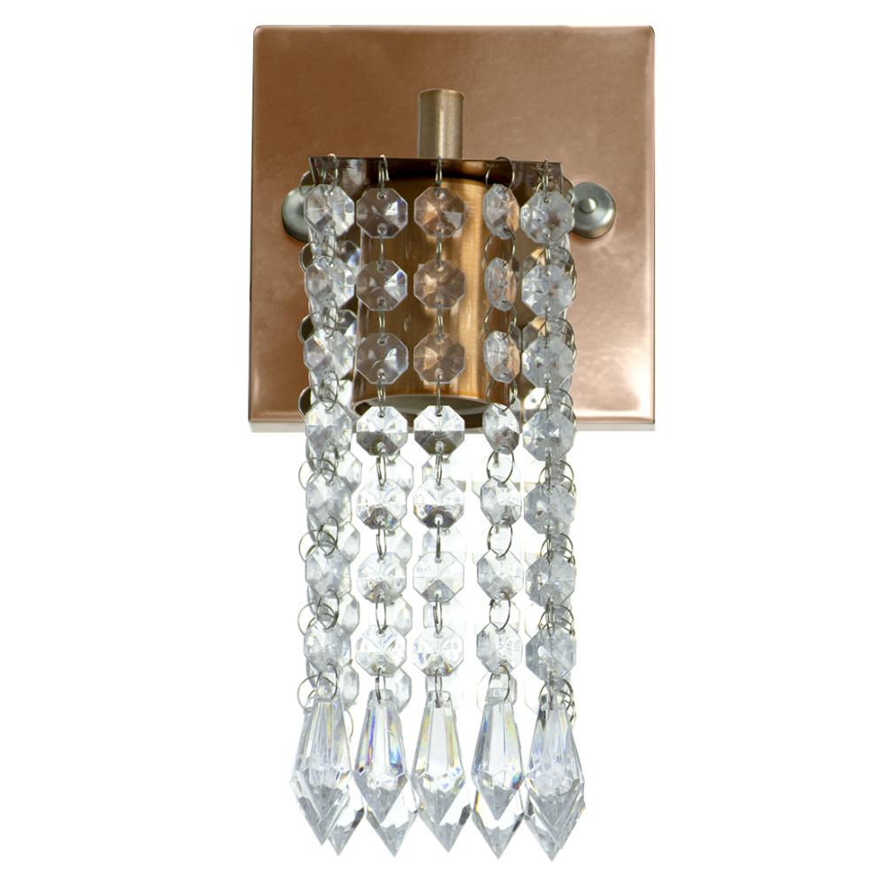 Kit 3 Arandelas Cristal Acrilico Clearcrillic Quadrada Cobre