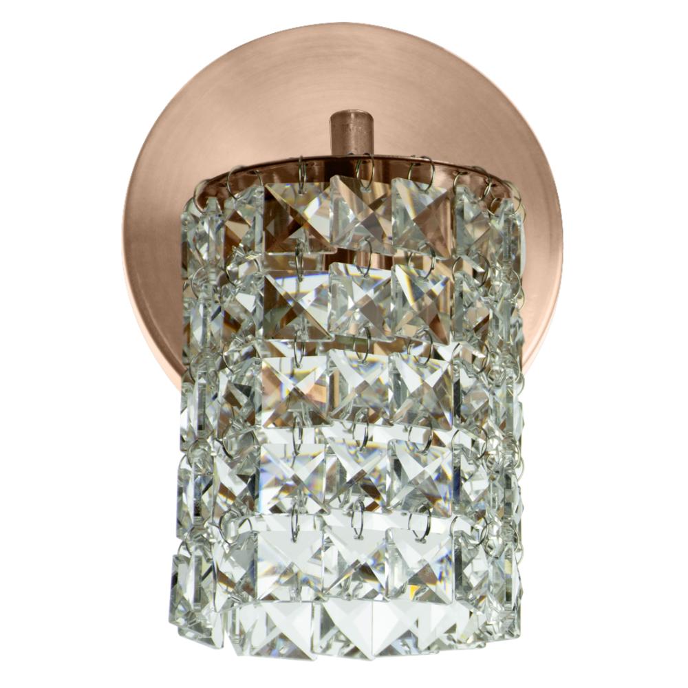 Kit 3 Arandelas Cristal Legitimo Clearwall Redonda Cobre