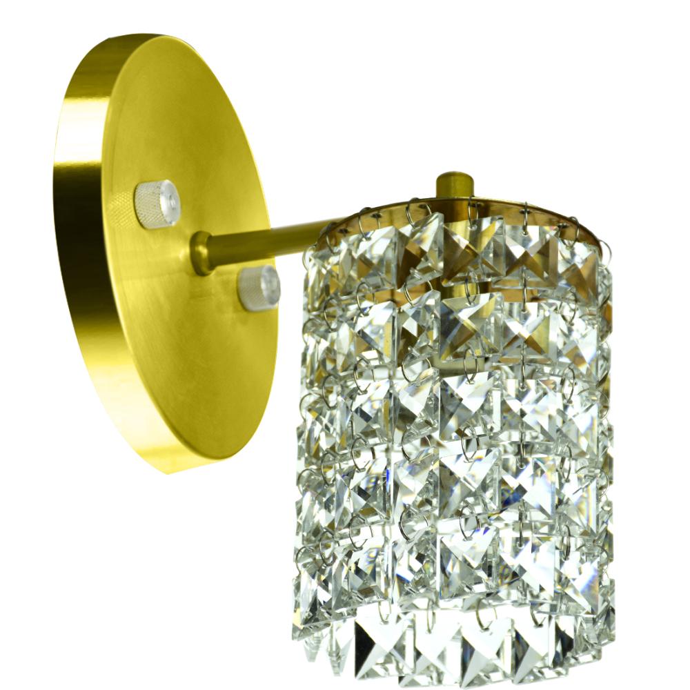 Kit 3 Arandelas Cristal Legitimo Clearwall Redonda Dourada