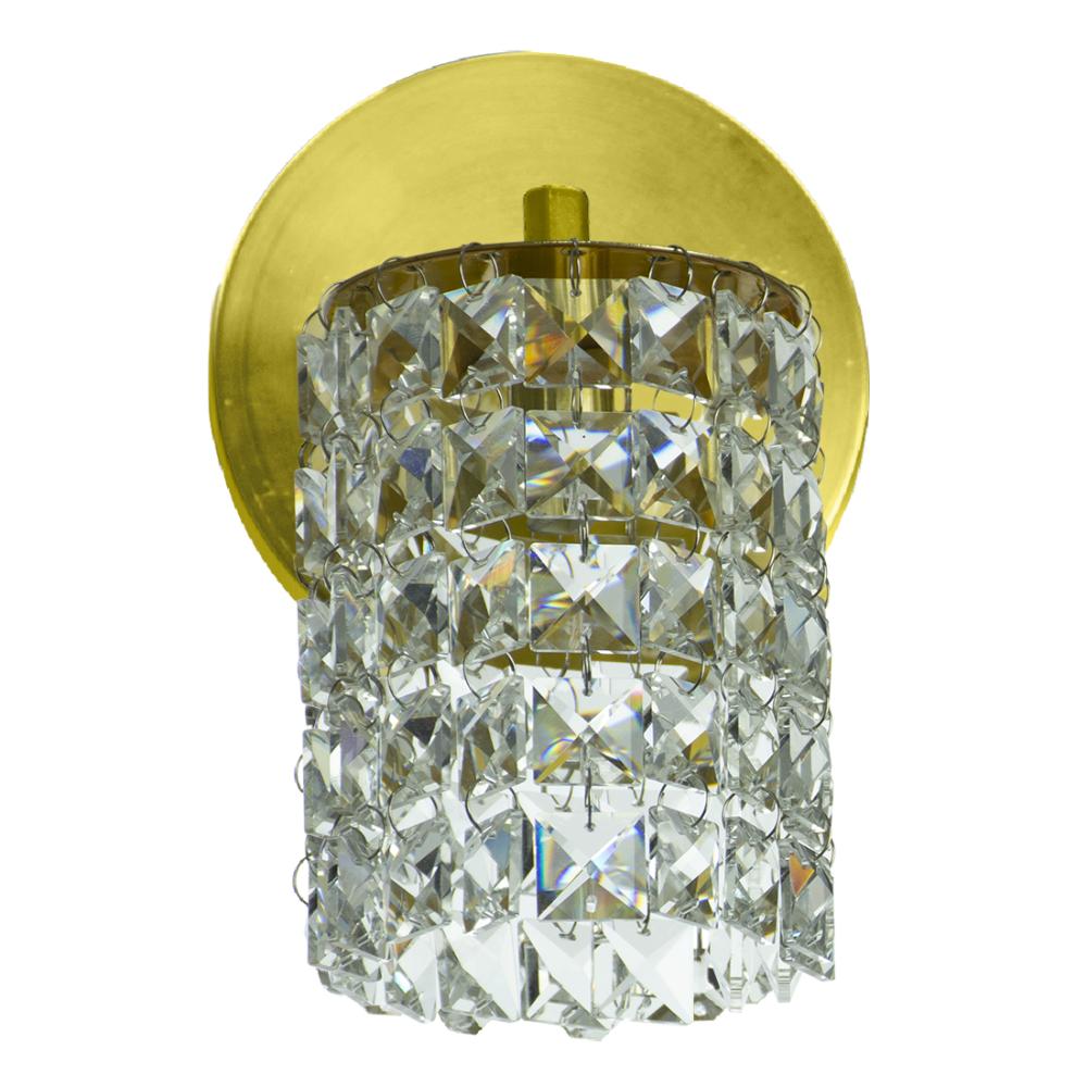 Kit 3 Arandelas Cristal Legitimo Clearwall Redonda Dourada