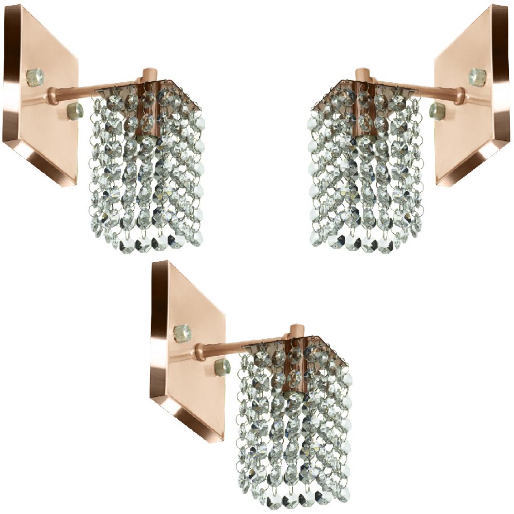 Kit 3 Arandelas De Cristal Legitimo Clearcast Cobre