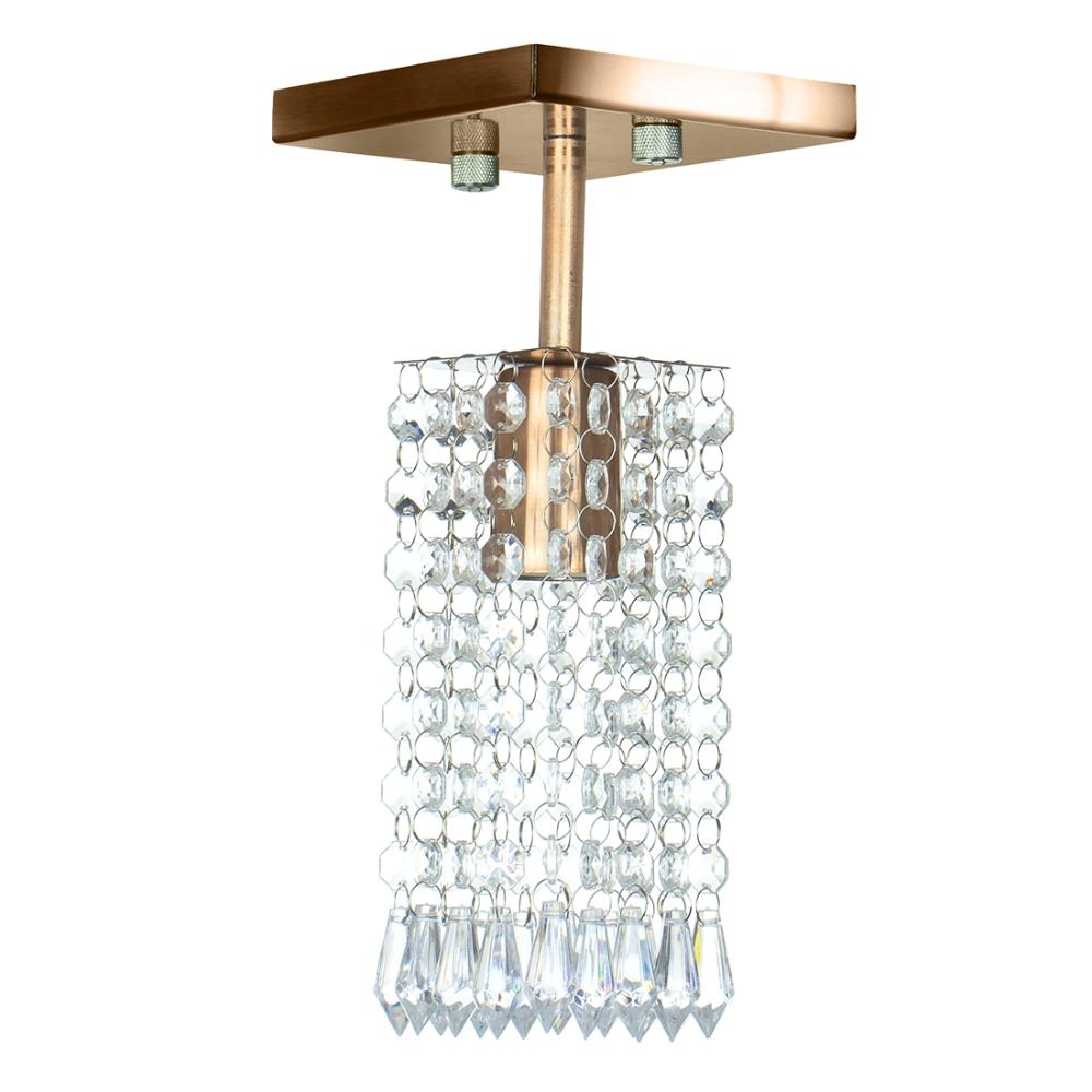 Kit 3 Lustre Clearcrillic Cristal Acrílico Quadrado Cobre