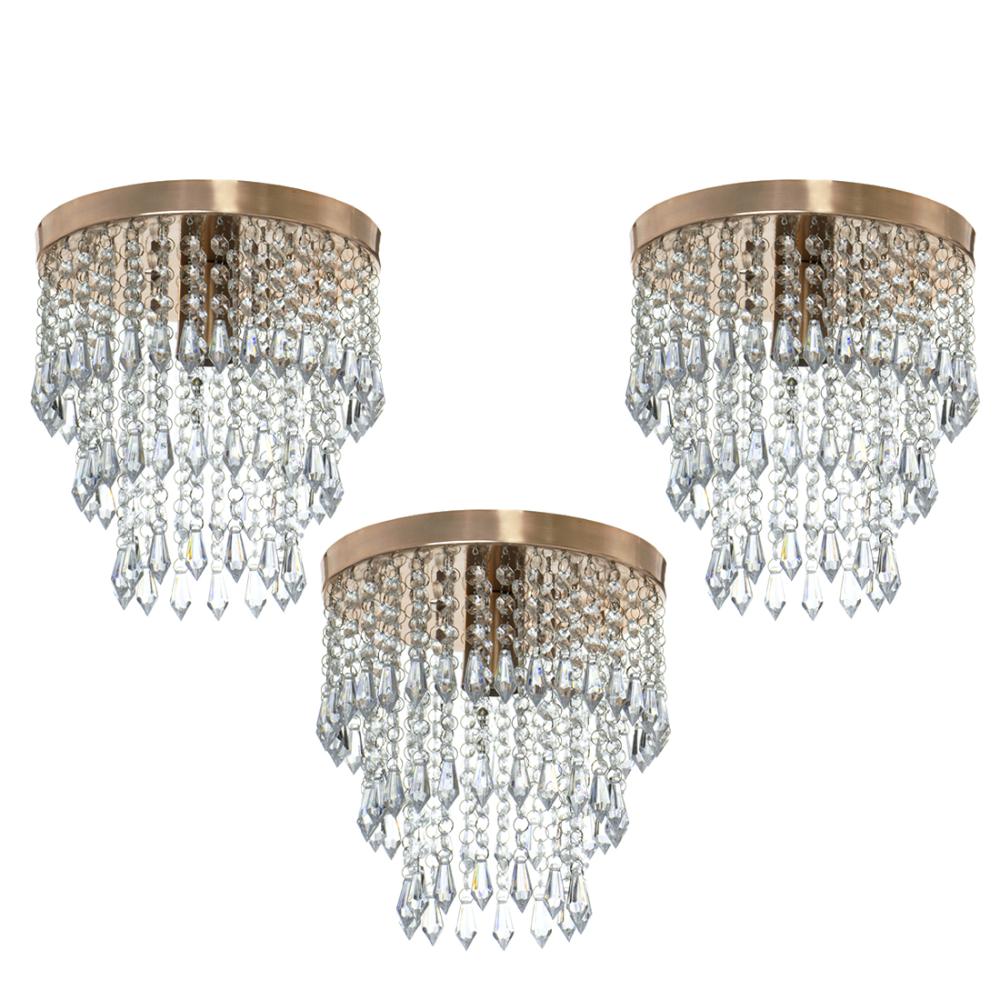 Kit 3 Lustre De Cristal Acrilico Manucrillic Cobre.