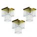 Kit 3 Lustre De Cristal Acrilico Marrycrilic Dourado.