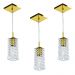 Kit 3 Lustre Pendente Clearcrillic Cristal Acrílico Dourado