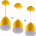 Kit 3 Lustre Pendente Cone De Alumínio 20x14cm Amarelo