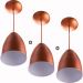Kit 3 Lustre Pendente Cone De Alumínio 20x14cm Cobre