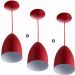 Kit 3 Lustre Pendente Cone De Alumínio 20x14cm Vermelho