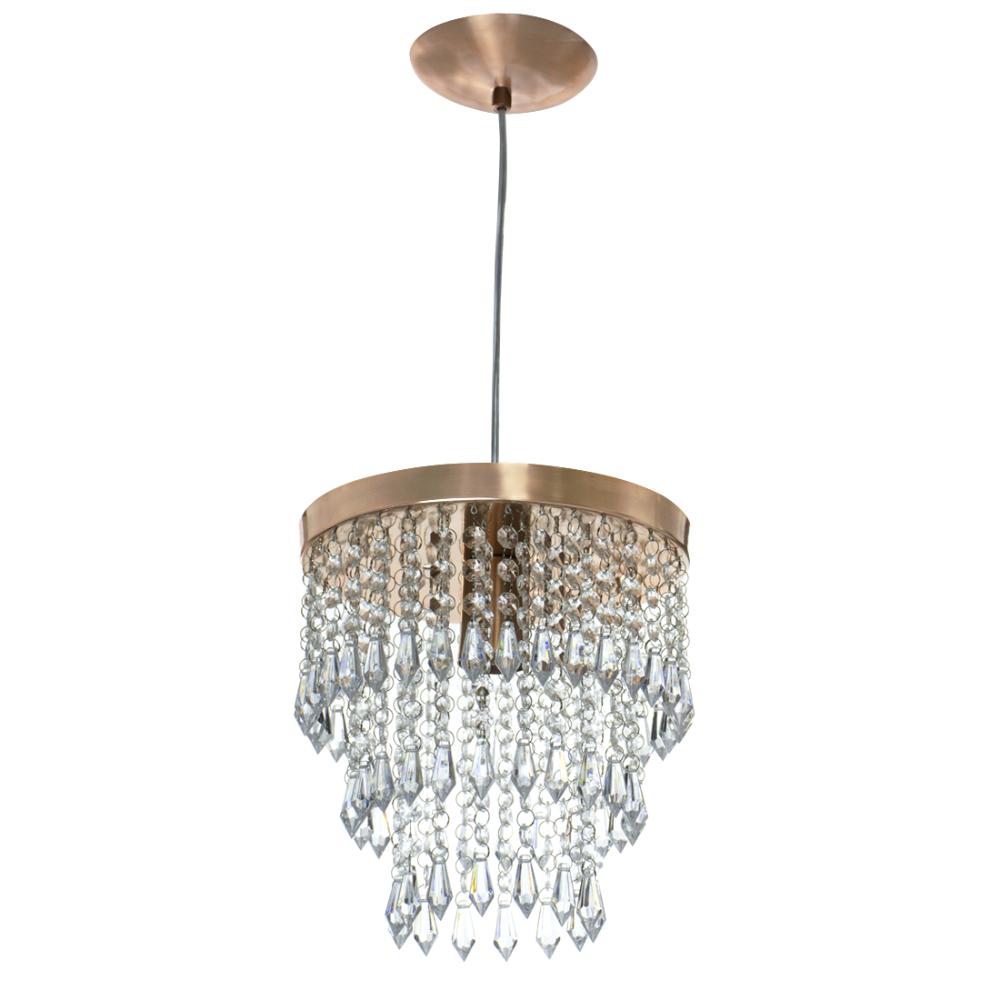 Kit 3 Lustre Pendente De Cristal Acrílico Manucrilic Cobre