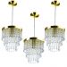 Kit 3 Lustre Pendente De Cristal Acrílico Manucrilic Dourado
