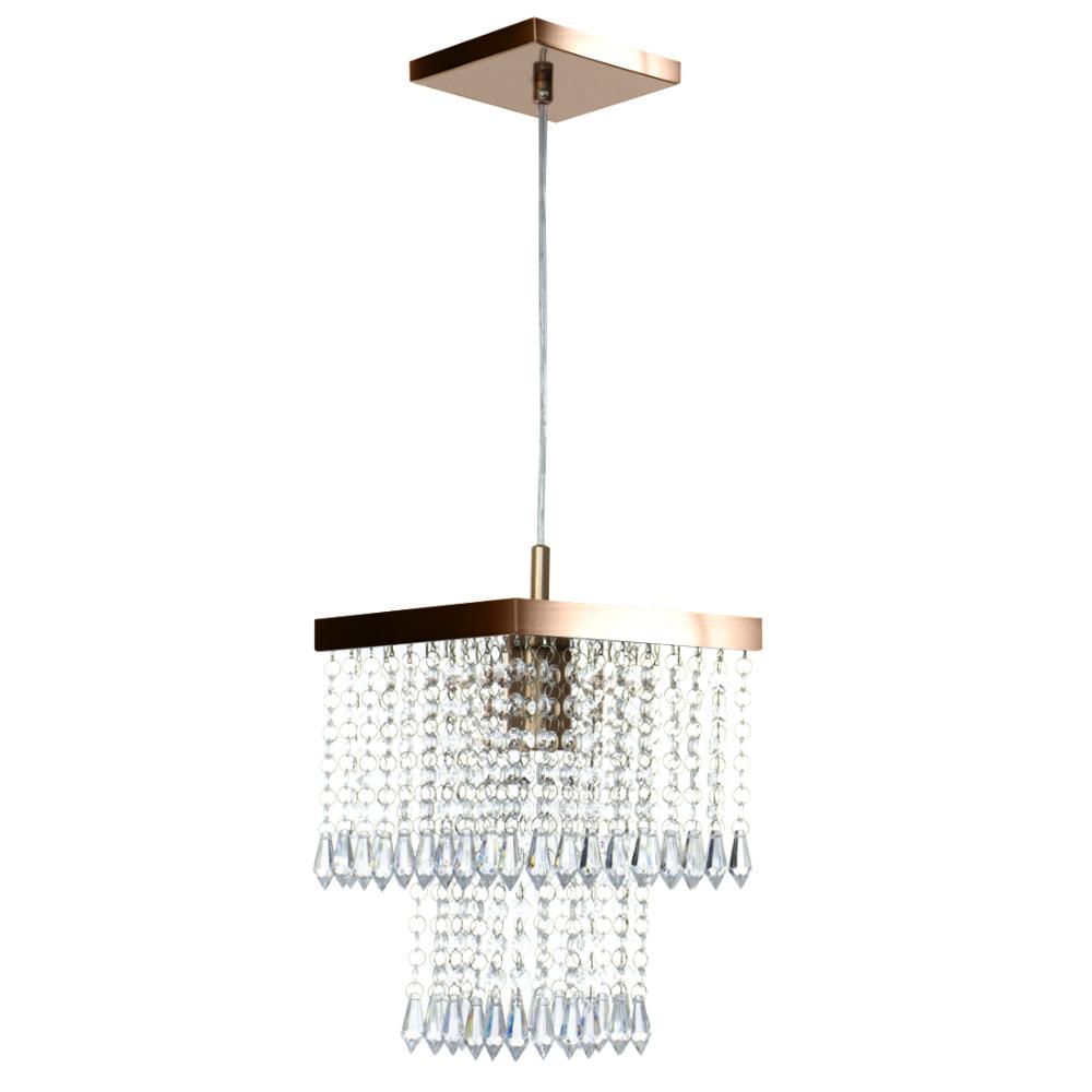 Kit 3 Lustre Pendente De Cristal Acrílico Marrycriic Cobre