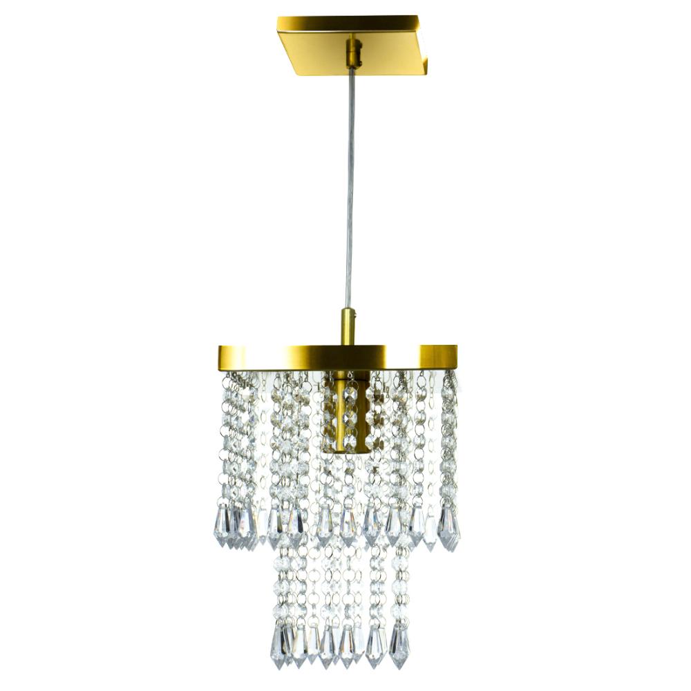 Kit 3 Lustre Pendente De Cristal Acrílico Marrycriic Dourado