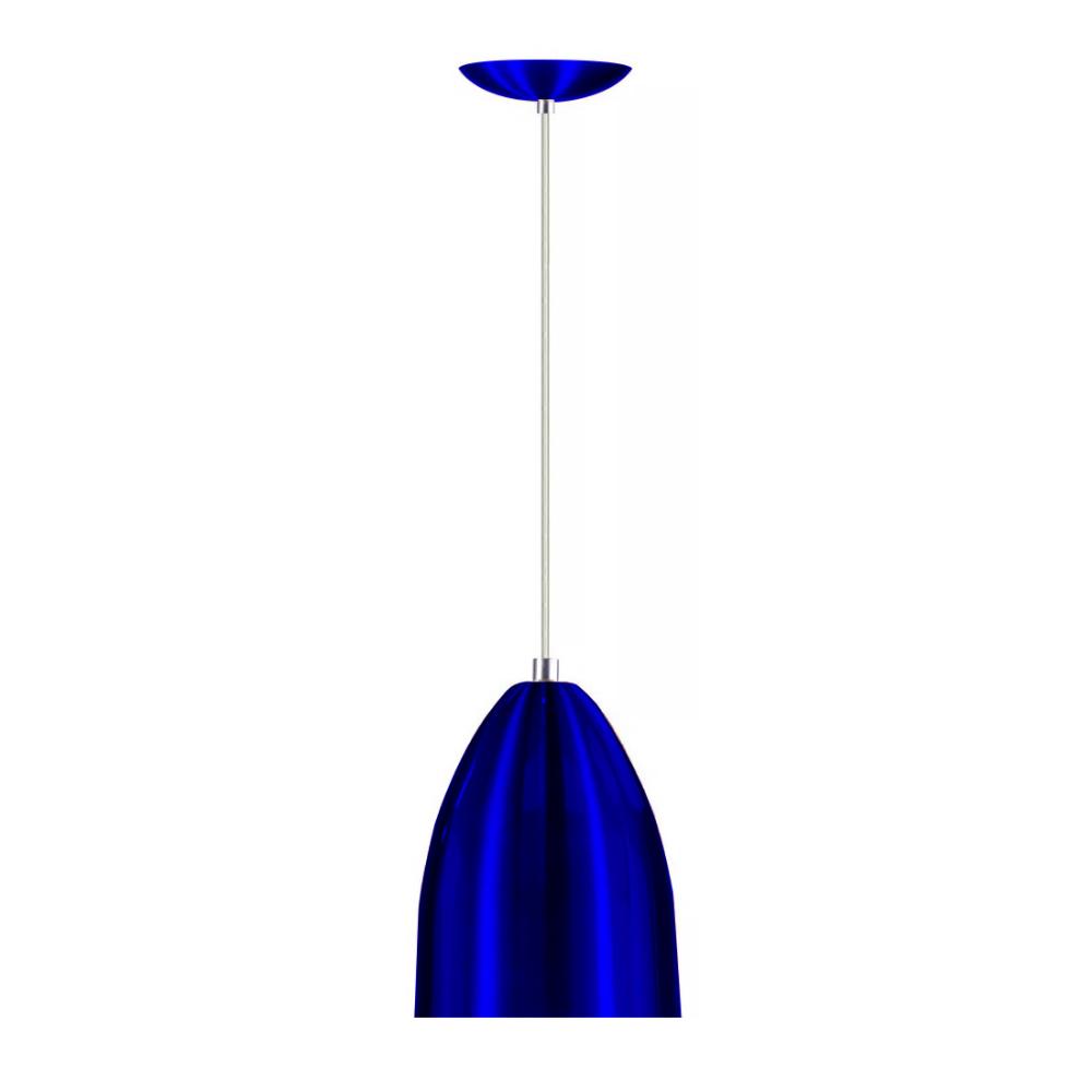 Kit 3 Lustre Pendente Luminária Cone Alumínio Azul Metalico
