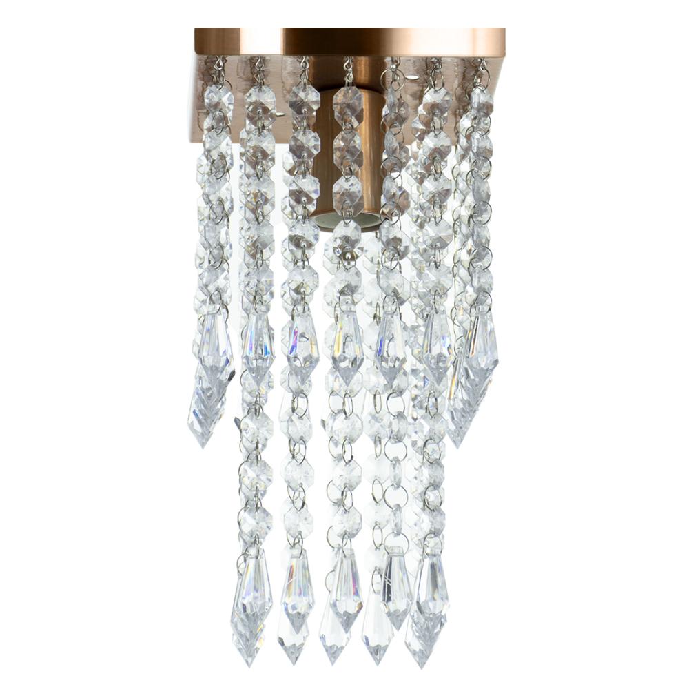 Kit 3 Lustre Plafon De Cristal Acrilico Spark Cobre