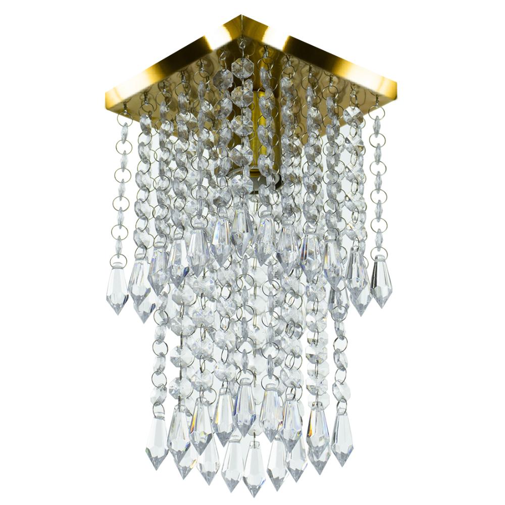 Kit 3 Lustre Plafon De Cristal Acrilico Spark Dourado