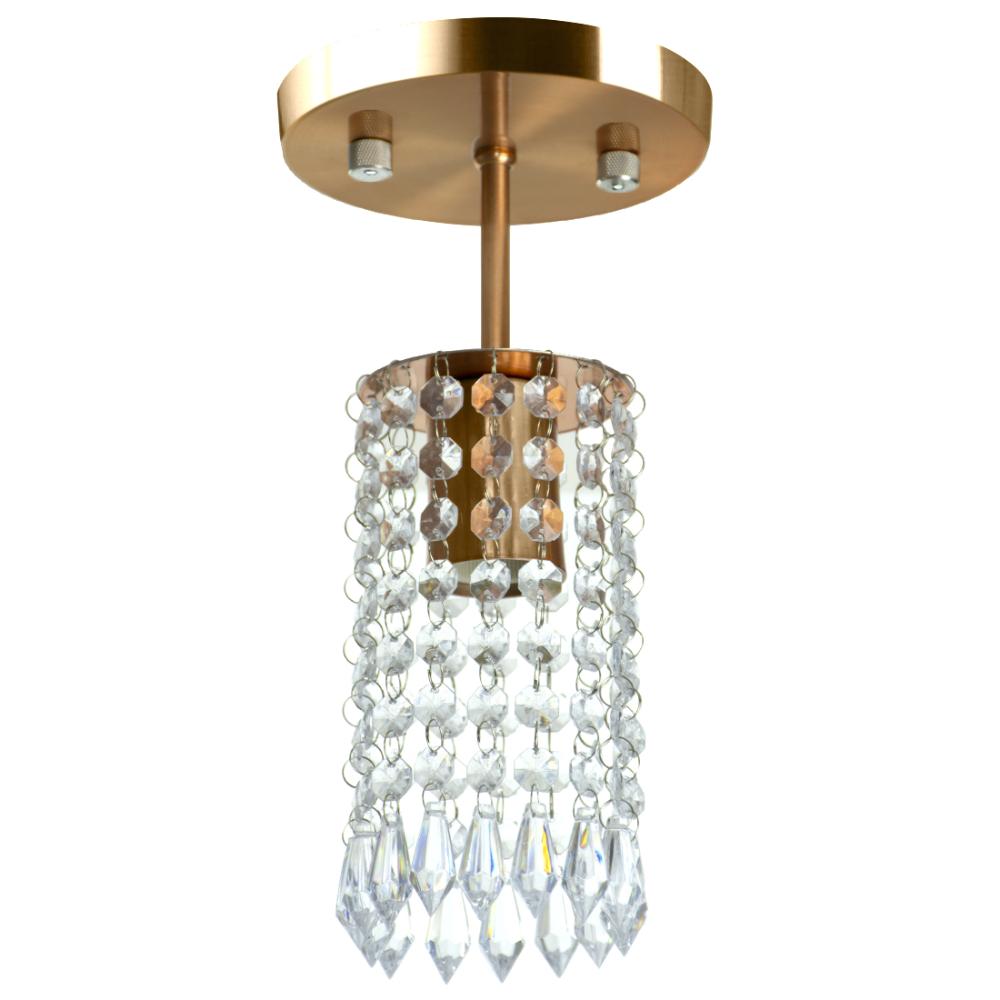 Kit 3 Lustres Clearcrillic Cristal Acrílico Redondo Cobre