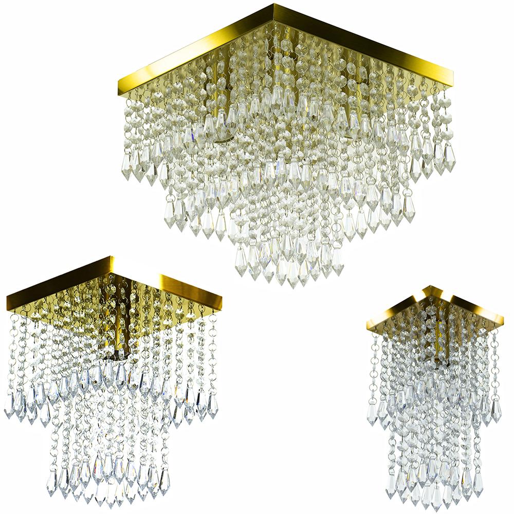 Kit 3 Lustres Cristal Acrilico Sweet + Marry + Spark Dourado